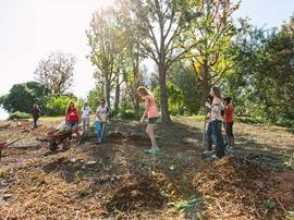 Students working in the Heritage Garden.